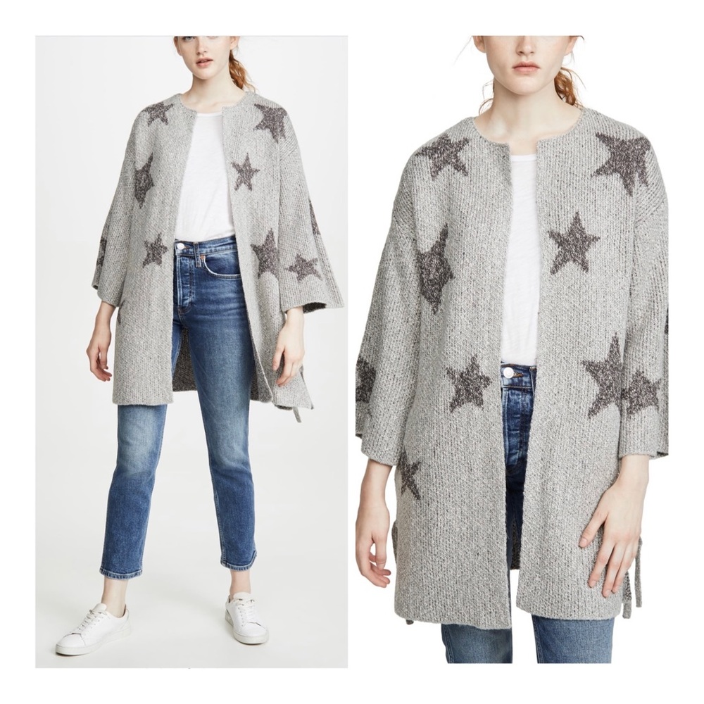 Anthro Cupcakes & Cashmere Etoile Grey Women’s Open Cardigan Size Small NWT